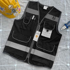 TCCFCCT Hi Vis Vest, 9 Pockets High Visibility Reflective Safety Vest for Men Women, Safety Construction Vest with Reflective Strips, Meets ANSI/ISEA Standards, (Black, Medium)