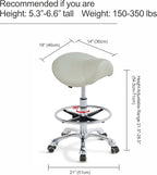 Grace&Grace Ergonomic Rolling Saddle Stool Chair with Wheels Adjustable Swivel Stool with Back and Footrest Heavy Duty for Esthetician, Artist, Dental, Medical, Spa, Salon, Cutting, Home Office