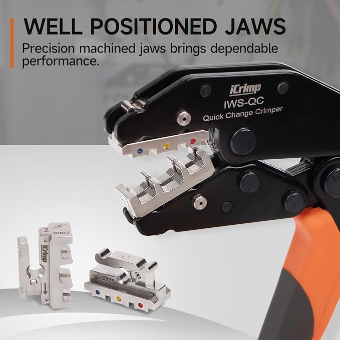 iCrimp Rachet Crimping Tool Set, Quick Change Jaws for Insulated Terminals, Solar Terminals and End Sleeves Ferrules- 4PCS included