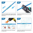 Heat Shrink Butt Connectors - 500Pcs 16-14 AWG Blue Waterproof Electrical Wire Connectors Automotive Marine Grade Wire Crimp Terminals Butt Splices for Cable,Boat,Home Electrical etc.