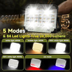 300W LED Solar Work Light 26000LM Magnetic Portable Light, 26000mAh Rechargeable with 5 Modes, IP66 Waterproof for Outdoor Camping, Car Repair, Building, Workshop, Garage, Emergency