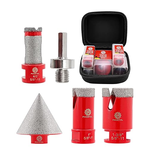 Diamond Core Drill Bit Set - 5pcs (25/35mm+20mm Drilling Milling Bit+50mm Beveling Chamfer Bit+HEX) Diamond Hole Saw Kit for Porcelain Ceramic Tile Marble Granite
