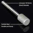 Stone Carving Set, HOMEIDOL 10PCS Diamond Coated 8mm Cylinder Head Mounted Points Grinding Bit Rotary Diamond Burr Set,1/8 Shank for Stone Rocks Jewelry Glass Ceramics Rotary Tools