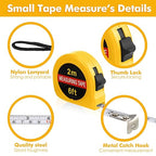 50 Pcs 6 FT Mini Tape Measure Retractable Bulk Small Measuring Tape Pocket Size Measurement Tool for Operation Christmas Items Party Favor Gifts Stuffers for Men(Yellow)