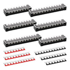 APIELE 25A Screw Terminal Block Covered 8/10/12 Position Dual Row 600V Pre-Insulated Terminal Barrier Strip (6PCS 25A 8P/10P/12P+6PCS Wiring Strips)