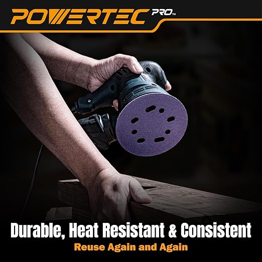 POWERTEC PRO 50PK, 5 Inch Sanding Discs Hook and Loop, 40 Grit, Zirconia Orbital Sander Sandpaper for 5 & 8 Hole Random Orbital Sanders - Automotive, Paint, Metal, Woodworking (45304Z-50)