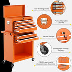 On Shine 8 Drawer Rolling Tool Chest, Large Capacity Rolling Tool Box with Wheels, Locking Mechanical Tool Chest, Portable Tool Box with Sliding Drawers,Metal Tool Box for Garage Workshop (Orange)