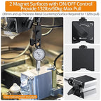 Neoteck 132lbs/60kg Max Pull Steel Magnetic Base for Digital Dial Indicator with 3/8 inch (9.52mm) Clamping Hole Adjustable Test Indicator Holder Weighs 671g Widely Used in 3D Printer and Lathe