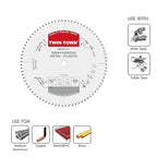 TWIN-TOWN 10-Inch 80 Tooth TCG Aluminum Cutting Saw Blade for Miter/Table Saws - Precision Circular Saw Blades for Aluminum, Plastics, Non-Ferrous Metals with 5/8" Arbor