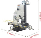 Mini Drilling and Milling Lathe Machine Benchtop for Metal Wood Working with Metric Scale Adjustable Speed MT3 Spindle Taper Emergency Stop Switch 1100W