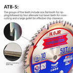 Circular Saw Blade Woodworking TA Series 10" 50-Tooth 5/8" Arbor, Combination Wood Cutting Saw Blade,Special Anti-Thermal Adhesion Coating on Cutting Head -TA, COM 10" 50T 5/8"