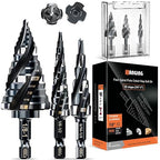 Four Spiral Flute Step Drill Bit for Metal,M35 Cobalt Unibit Step Drill Bit Set 1/4"-1" (30 pcs),Wear-Resistant AlTiN Coated,1/4" Hex Shank for Metal, Stainless Steel, Aluminum, Plastic
