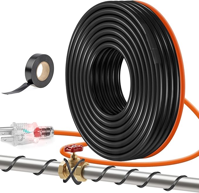 5W/FT 120V Pipe Heat Tape 24FT (3FT-200FT) - Freeze Protection Heating Cable for Metal/Plastic Water Pipes, Maintains Flow at -40°F