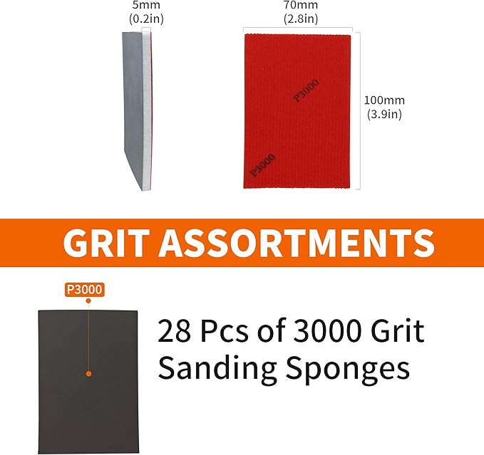 28 Pcs 3000 Grit Sanding Sponge,Ultra Fine Sandpaper,Soft Foam Hand Sander Block Wet Dry Sanding Pads for Automobile Wood Furniture Metal Drywall Polishing