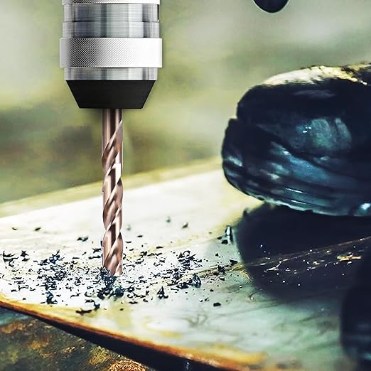 3/16 Inch Cobalt Drill Bit Set (10Pcs), M35 Fully Grounded 5% Cobalt Bits for Hardened Metals, Stainless Steel, Cast Iron and Wooden Plastics, with Storage Box