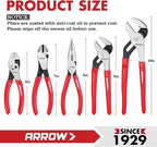 ARROW 5PCS Pliers Set, 6" Slip Joint, 7" Diagonal, 8" Needle Nose Pliers, 8"&10" Groove Joint with Non-slip Handle, Portable Rolling Bag With Handle, Premium Carbon Steel