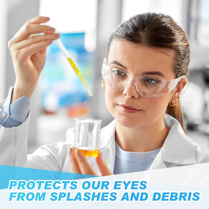 WFEANG Safety Glasses (Bulk 100-Pack) - Eye Protection Glasses with ANSI Z87.1, Scratch & Impact Resistant Protective Eyewear for Work, Lab, Construction