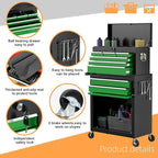 8-Drawer High Capacity Rolling Tool Chest, Removable Cabinet Storage Tool Box with Wheels and Drawers, Detachable Toolbox with Lock for Workshop Mechanics Garage(Black&Green)