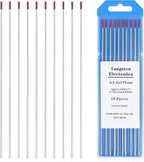 TIG Welding Tungsten Electrodes Tungsten Service 10-Pack（Red - 2% Thoriated Tungsten 3/32"）