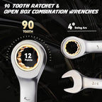DISEN Ratcheting Wrench Set SAE Upgraded Open&Box End 90 Teeth 5/16", 3/8", 7/16", 1/2", 9/16", 5/8", 11/16", 3/4" Combination Ratchet Wrenches with Organizer, Black Nickel Coated,CR-V Steel (8PCS)