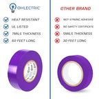 OHLECTRIC Professional Grade Vinyl Electrical Tape (10 Pack) Purple - 7 Mil Thick Flame-Retardant, Heat & Weather Resistant 3/4 Inch x 60 Feet | Ideal for Contractors & Electricians