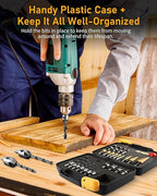 34 Pcs Woodworking Chamfer Drilling Tools Including 6 Countersink Drill Bit Set, 7 Countersink Drill Bit, 8 Plug Cutters for Woodworking, 3 Step Drill Bit and 8 Drill Stop Bit Collar Set.