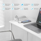 Clamp Power Strip Tall, 40W Fast Charging Station,Desk Mount Desk Shelf with 6 Outlets 6USB Ports (2USB C), 10Ft Extension Cord Home Office Essentials, Fit 2.48" Tabletop Edge