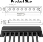 Iztoss 12 V Bus Bar Terminal Block 8 x 3/8"(M10) Terminal Studs,Battery Bus Bar Max 600 V AC 48 V DC Positive & Negative Battery Distribution Block for Battery Marine RV Truck