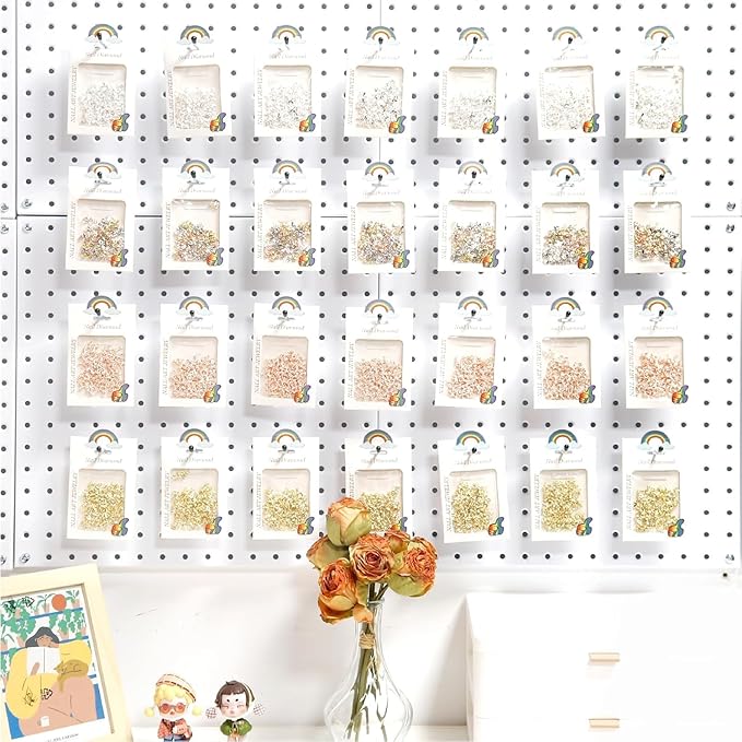 HUHOLE Pegboard Hooks 4 Inch 50PC, Ideal Garage Organization, Wall Storage Tool Organizer, Fit 1/4" 1/8" Peg Board with Plastic Tip (Silver, 4 Inch)