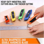 HORUSDY 4-Pack Box Cutter Utility Knife, Heavy Duty Aluminum Shell Retractable Box Cutter for Cardboard, Boxes and Cartons, Extra 10 Blades
