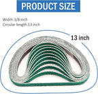 3/8" x 13" Sanding Belts for Air Belt Sander, 20 Pack 80 Grit Zirconia Sanding Belts for Belt Sander 3/8 inch x 13 inch(10 x 330mm)