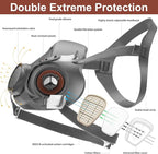 Respirator Gas Mask Reusable Half Face Cover with Filters for Painting,Spraying,Woodworking,Construction,DIY and Professional Work Protection Against Dust,Fumes,Organic Vapor,Chemicals,Asbestos 6200