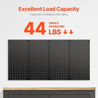 VEVOR Metal Pegboard Panels, 24" x 12" Pegboard, 4 Panels, Heavy Duty Steel Peg Board Wall Organizer, for Living Room Garage Tool Storage Workbench Office Organization Craft Room Kitchen Home, Black