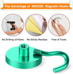 MIKEDE Strong Magnetic Hooks, 110Lbs Heavy Duty Magnetic Hooks for Cruise, Neodymium Earth Magnets with Hooks for Hanging, Super Metal Industrial Magnets for Grill, Storage (Green,10 Pack)