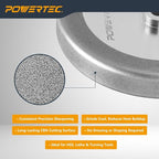POWERTEC CBN Grinding Wheel 8 Inch 180 Grit, 1-1/4" Wide, 5/8" Arbor – 4-in-1 CBN Sharpening Wheel with 1/4" Radius Edge and Side Face for Bench Grinder (15702)
