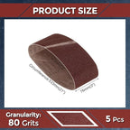 5 Pcs Sanding Belts 3 x 21 Inch 80 Grit Aluminum Oxide Abrasive Sandpaper for Belt Sander Metal Grinding Wood Working Weld Rust Removal