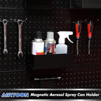 AIRTOON Magnetic Aerosol Spray Can Holder, Magnetic Bottle Holder for Garage, Workspace and Home, Black