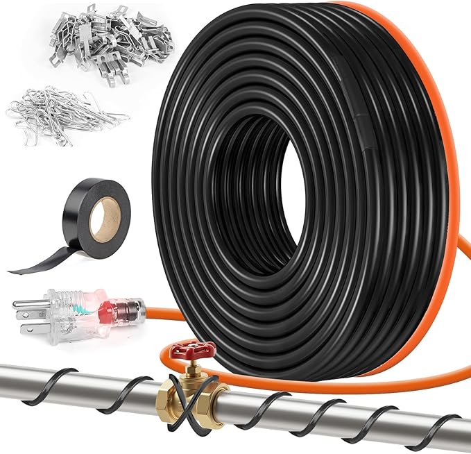 5W/FT 120V Pipe Heat Tape 120FT (3FT-200FT) - Freeze Protection Heating Cable for Metal/Plastic Water Pipes, Maintains Flow at -40°F