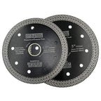 DT-DIATOOL Diamond Granite Blade 4 Inch and 4-1/2 Inch for Marble Porcelain Tile Ceramic Diamond Cutting Disc with Mesh Turbo Diamond Segments Pack of 2