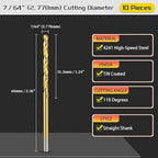 Drill Bit, 7/64" Cutting Diameter (2.778mm), 4241 HSS TiN Coated 118° Cutting Angle Versatile Jobber Bits - (Applications: for Drilling Plastic Wood Soft Thin Metal), 10-Pieces