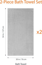 Amazon Basics 2 Piece Quick-Dry Oversize Bath Towel, 100% Cotton, Platinum, 54" x 30"