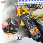 CEM Digital Clamp Meter with O-Shaped Jaw, Auto-ranging Voltage Tester with Flashlight Backlight, Clamp Multimeter for Measuring AC/DC Voltage AC Current Temperature Continuity Diode NCV DT-380