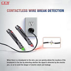 CEM AC-15EX Voltage Tester,Non-Contact Volt Tester, with Dual Range AC 12V-1000V/100V-1000V, Live/Null Wire Tester, Buzzer Alarm, Wire Breakpoint Finder, Flashlight, Ex ib IIB T4 (ATEX)