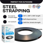 Steel Strapping Coil 5/8" x .020" x 300' (3-Pack), 1400 lbs Break Strength in Self-Dispensed Сardboard Box - Metal Band - Portable Strong Metal Banding with Superior Cut-Resistance by IDL Packaging