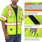 Dib Safety Reflective Mesh Vest ANSI Class 3, High Visibility with Pockets and Zipper, Made with 3M Reflective Tape, Yellow L