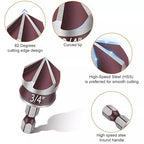 5PCS Countersink Drill Bit Set, 82 Degree HSS Counter Sink Drill Bit for Wood, Metal, Plastic, 1/4"-3/4" with 1/4" Hex Shank Countersink Bit Set
