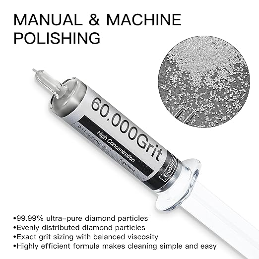Diamond Polishing Compound Lapping Compound 60,000 Grit 0.11-0.2 Microns with 30% Concentration of Diamond Powders Diamond Stropping Paste for Glass Marble Metal Resin Rock Jewelry Watch