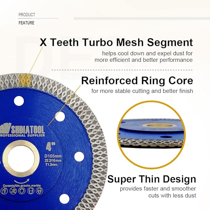 SHDIATOOL 12 Inch Diamond Saw Blade Cutting Porcelain Tile Ceramic Granite Marble Brick(2-Pack)