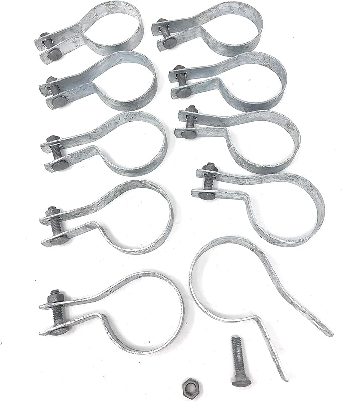 Galvanized Steel Chain Link Tension Band, Durable Steel Chain Link Fence Hardware, Rust-Resistant, Easy Install, Includes Required Bolt (25, 2-3/8")