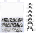 90 Pcs Two Hole Strap U Clamp,Pipe Strap U Bracket Clamp, Stainless Steel Rigid Pipe Strap U Bracket Tube Strap Clamp Kit for Pipe Tube Fixing Mounting - 5/16" 3/8" 9/16" 1/2" 5/8" 3/4" 1"